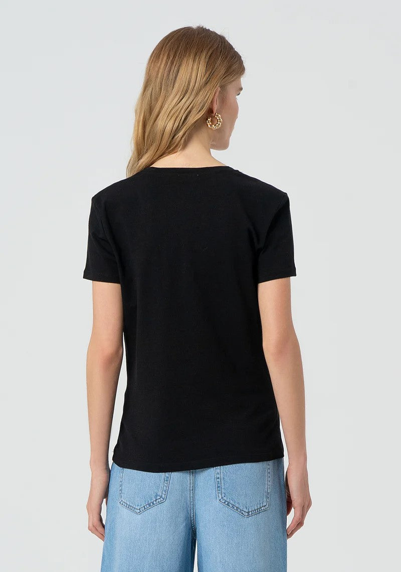 Fracomina T-Shirt scollo a V Strass FP25ST3007J401N5 053 Fracomina Jeans 