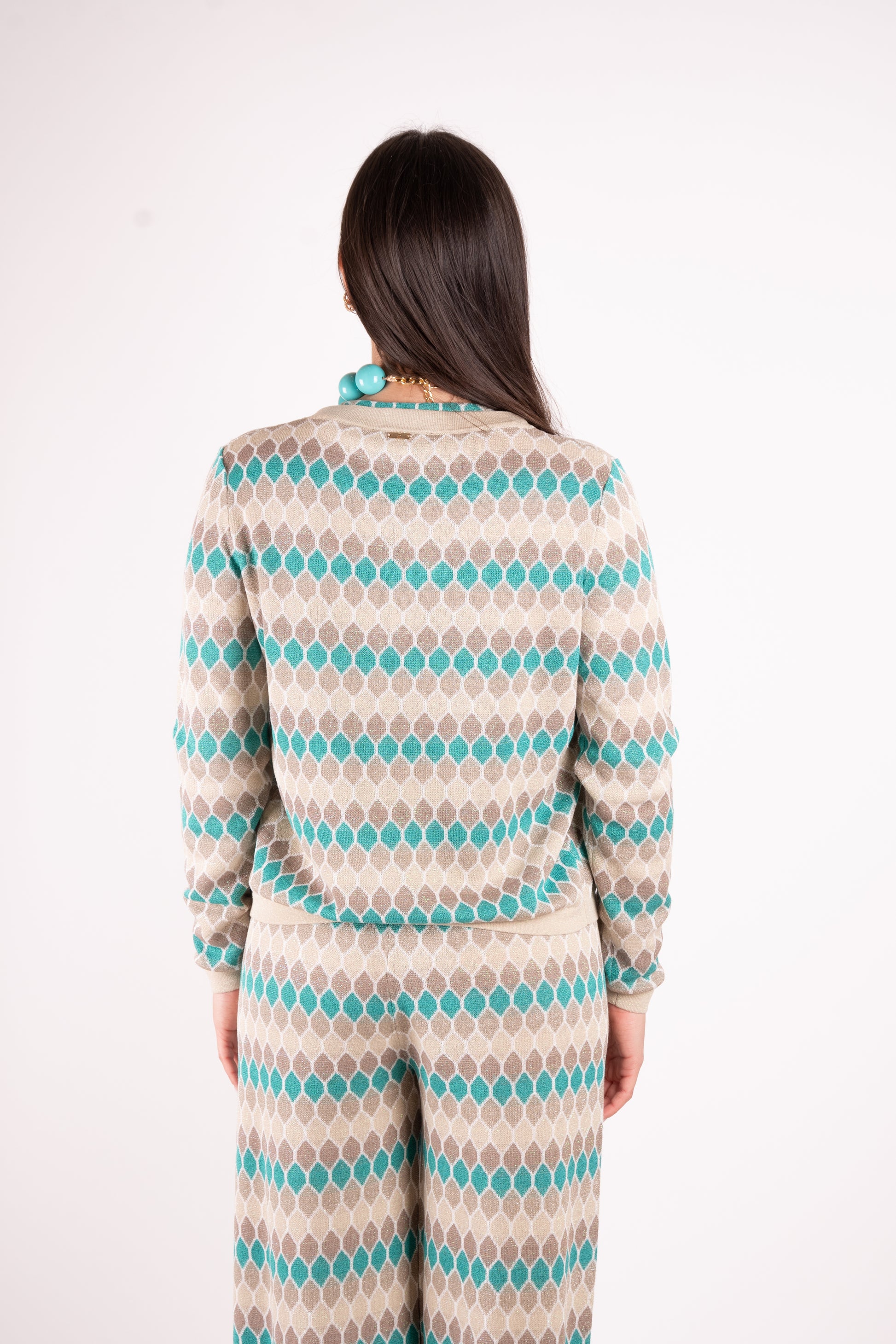 Fracomina Cardigan lurex Jacquard geometrico FS25ST8006K414F8 210 Fracomina Main 