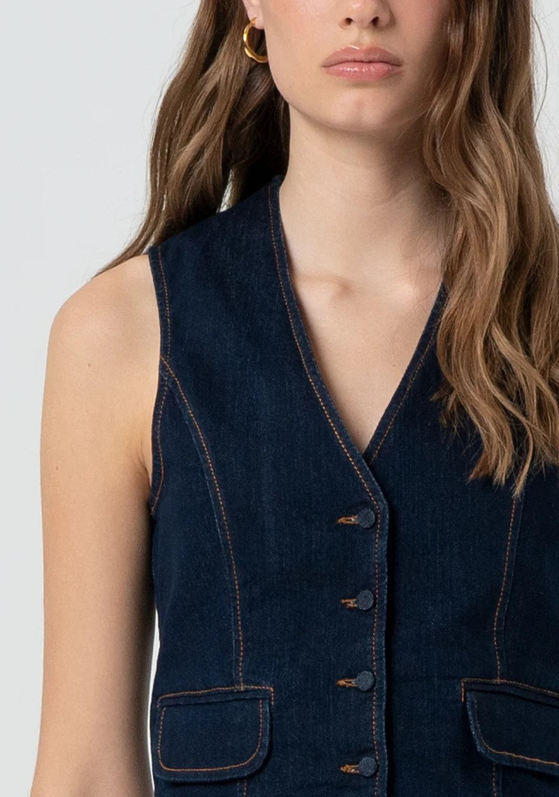 Fracomina Gilet regular in denim FR25SJ5024D46093 L23 Fracomina Preview 
