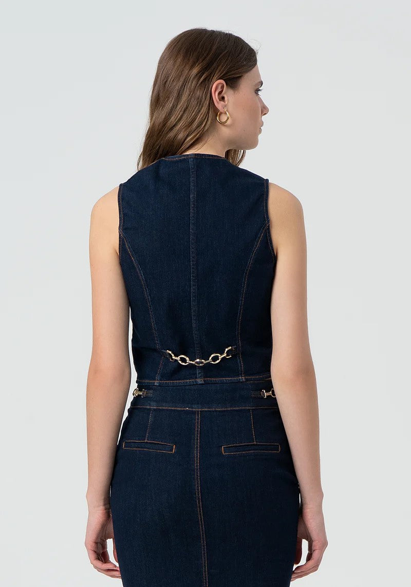 Fracomina Gilet regular in denim FR25SJ5024D46093 L23 Fracomina Preview 