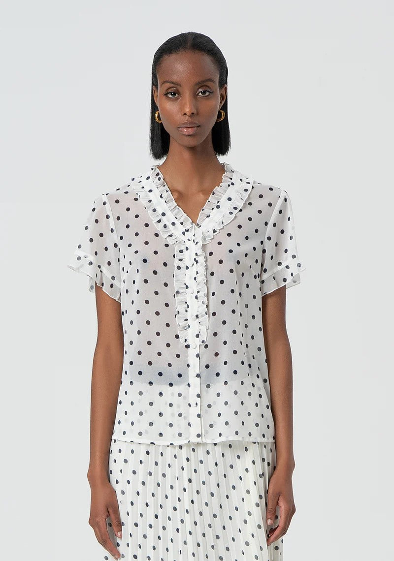 Fracomina Blusa georgette pois FR25ST6016W412D2 A52 Fracomina Preview 