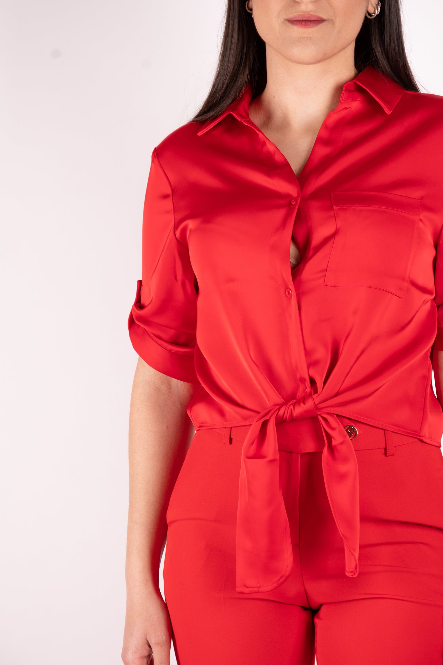 Fracomina Camicia cropped in raso FR25ST6017W73301 234 Fracomina Preview 