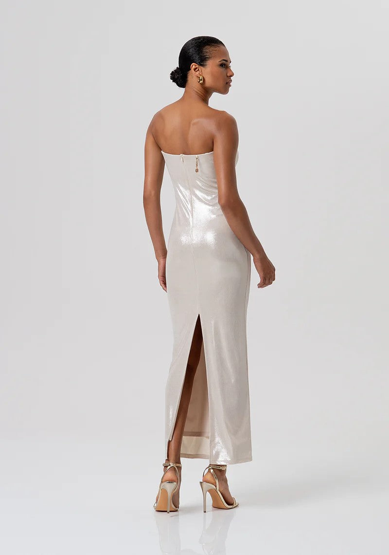 FRACOMINA ABITO LUNGO SLIM SPALLE NUDE IN JERSEY SPALMATO FQ26SD3004W798Y7 150 Fracomina Gold 