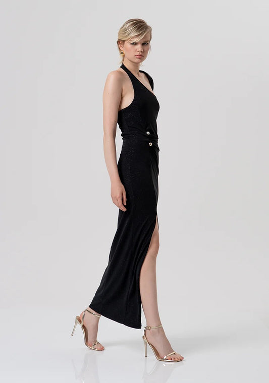 FRACOMINA ABITO LUNGO SLIM MONOSPALLA IN JERSEY GLITTER FQ26SD3013W79801 053 Fracomina Gold 