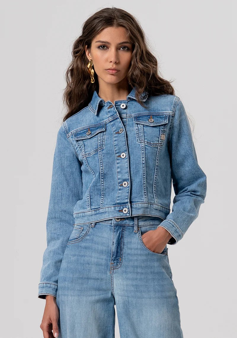 FRACOMINA GIUBBOTTO CROPPED IN DENIM LIGHT WASH FP26SJ4001D45003 062 Fracomina Jeans 