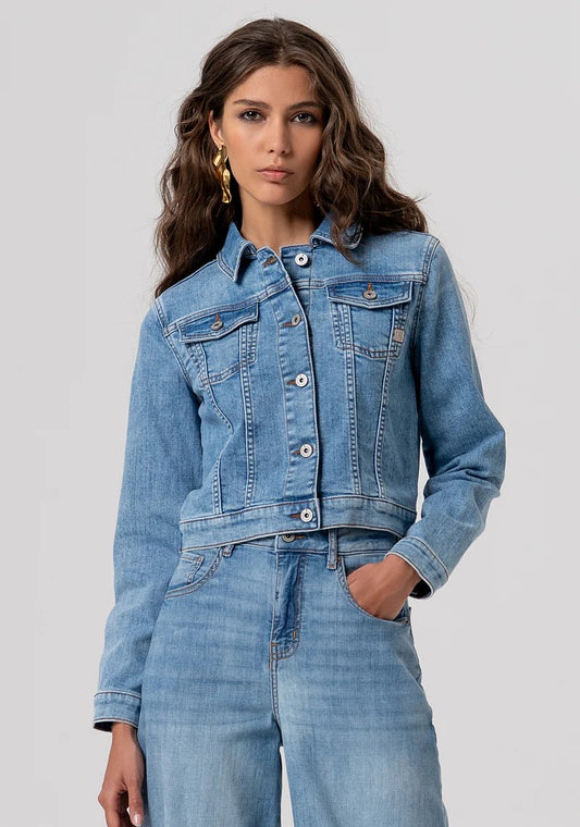 FRACOMINA GIUBBOTTO CROPPED IN DENIM LIGHT WASH FP26SJ4001D45003 062 Fracomina Jeans 