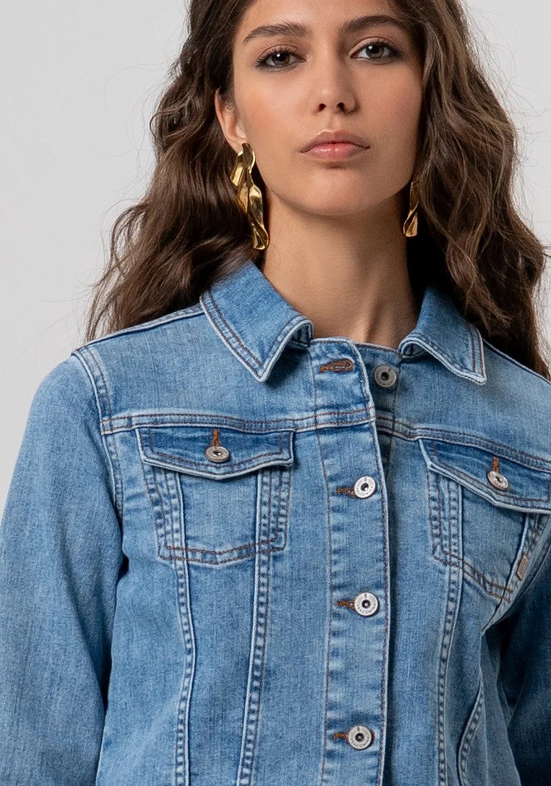 FRACOMINA GIUBBOTTO CROPPED IN DENIM LIGHT WASH FP26SJ4001D45003 062 Fracomina Jeans 