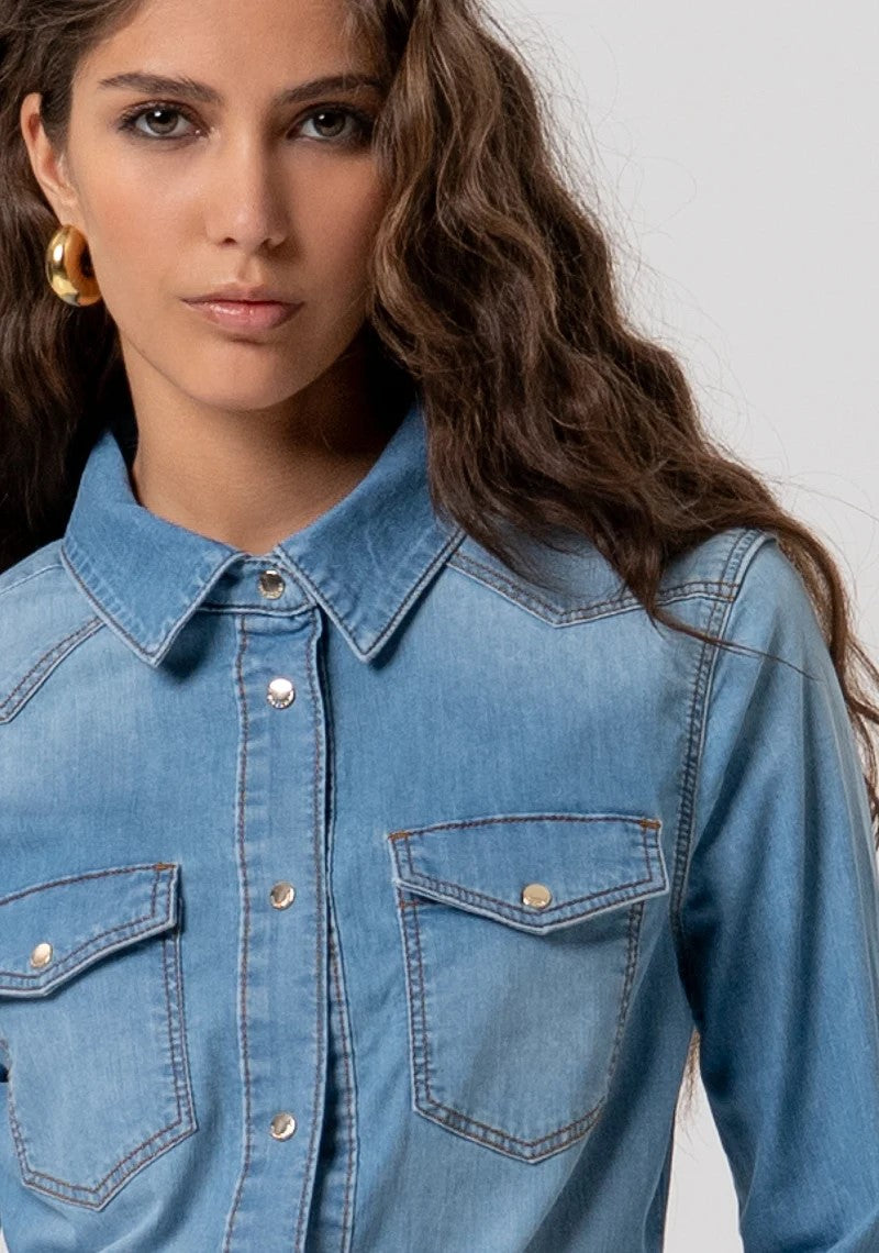 FRACOMINA CAMICIA BASIC  IN DENIM LAVAGGIO BLEACHED FP26ST6030D47202 258 Fracomina Jeans 