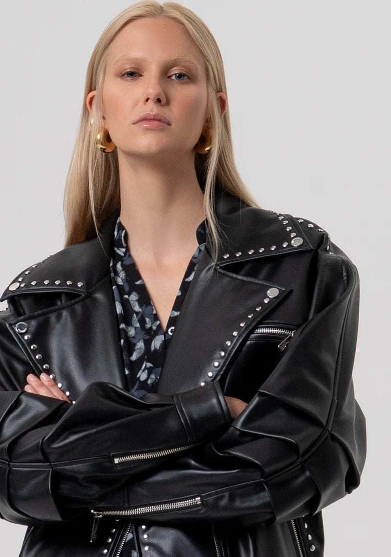 FRACOMINA BIKER IN ECO-PELLE CON BORCHIE FR26SC1001P411D9 053 Fracomina Preview 