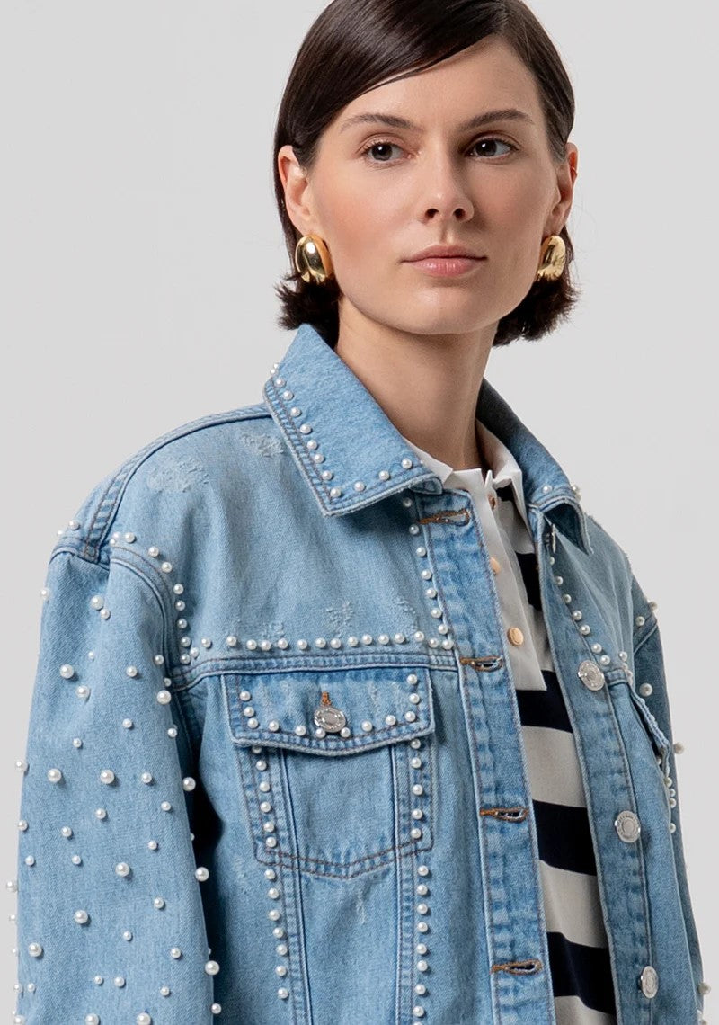 FRACOMINA GIUBBOTTO IN DENIM CON PERLE FR26SJ4004D47103 062 Fracomina Preview 