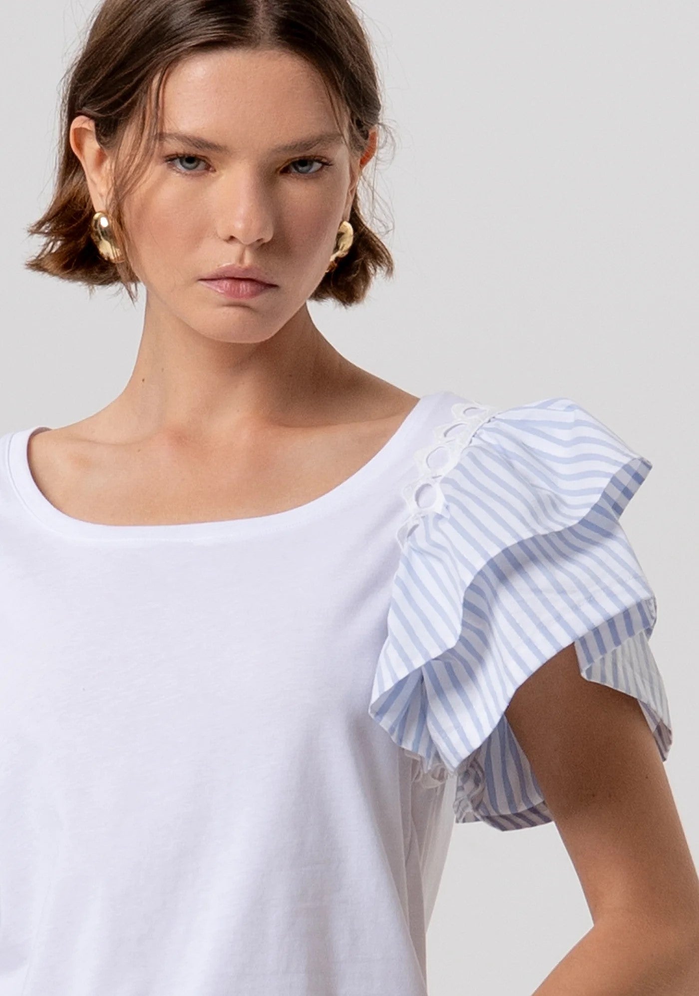 FRACOMINA T-SHIRT CON MANICA ROUCHES FANTASIA RIGHE FR26ST3036J40001 I24 Fracomina Preview 
