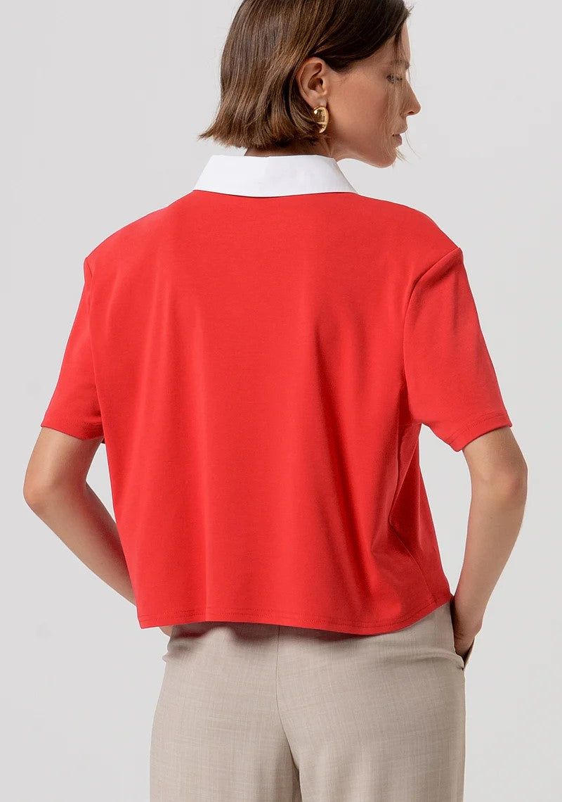 FRACOMINA POLO CROPPED CON APPLICAZIONE PIETRE SUL COLLETTO FR26ST3038J40801 M33 Fracomina Preview 