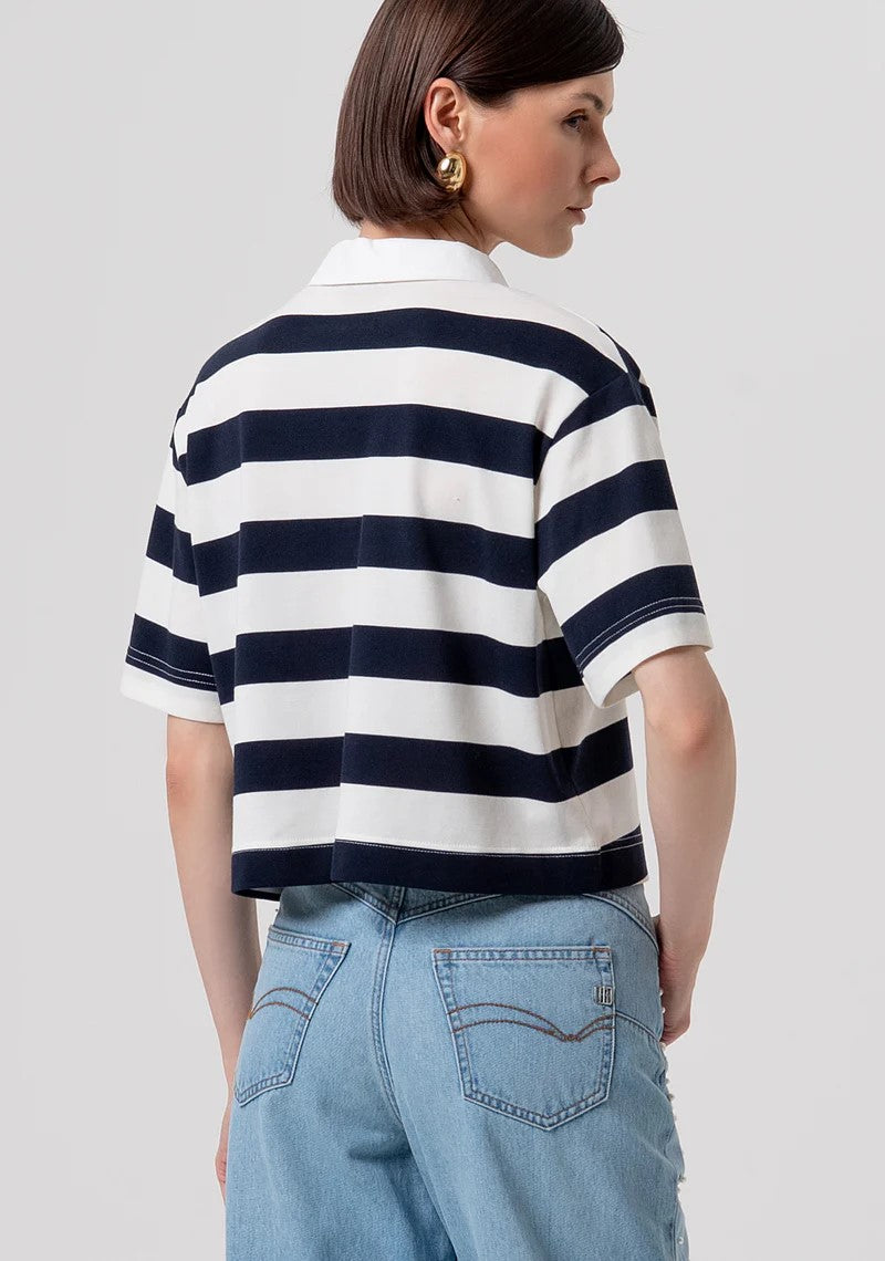 FRACOMINA POLO CROPPED RIGATA CON PUNTI LUMINOSI FR26ST3044J491V9 957 Fracomina Preview 