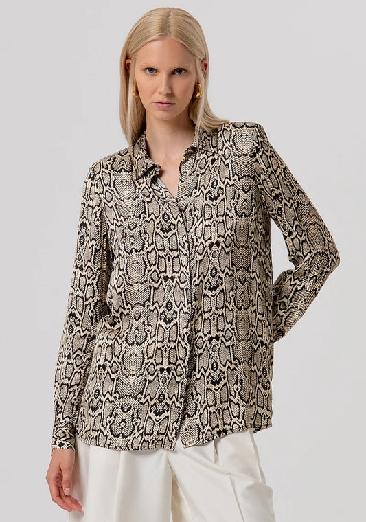 FRACOMINA CAMICIA OVER IN VISCOSA STAMPA RETTILE FR26ST6008W413L7 F64 Fracomina Preview 