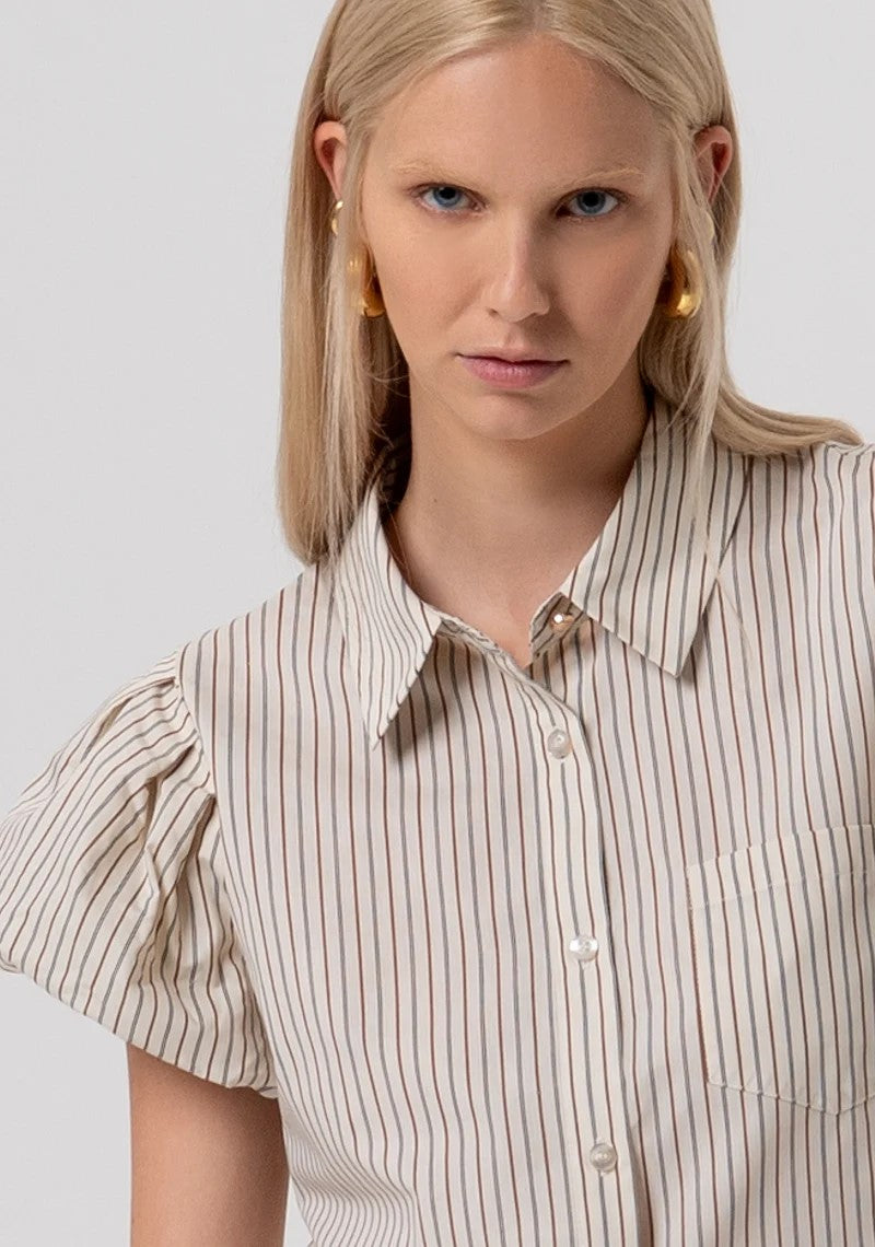 FRACOMINA CAMICIA RIGATA MANICA CORTA  A SBUFFO FR26ST6009W513N8 508 Fracomina Preview 