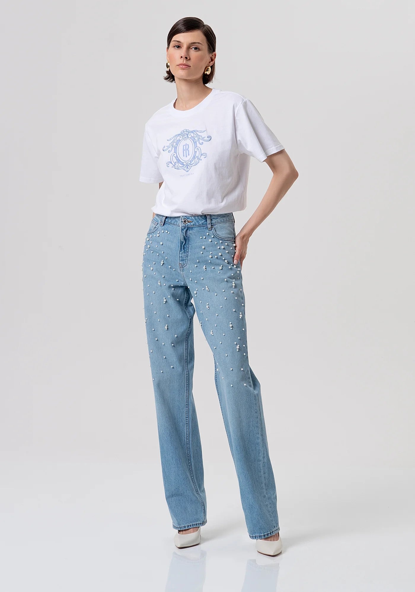 FRACOMINA JEANS EFFETTO PUSH UP CON APPLICAZIONI DI PERLINE FR26SV8050D47103 062 Fracomina Preview 