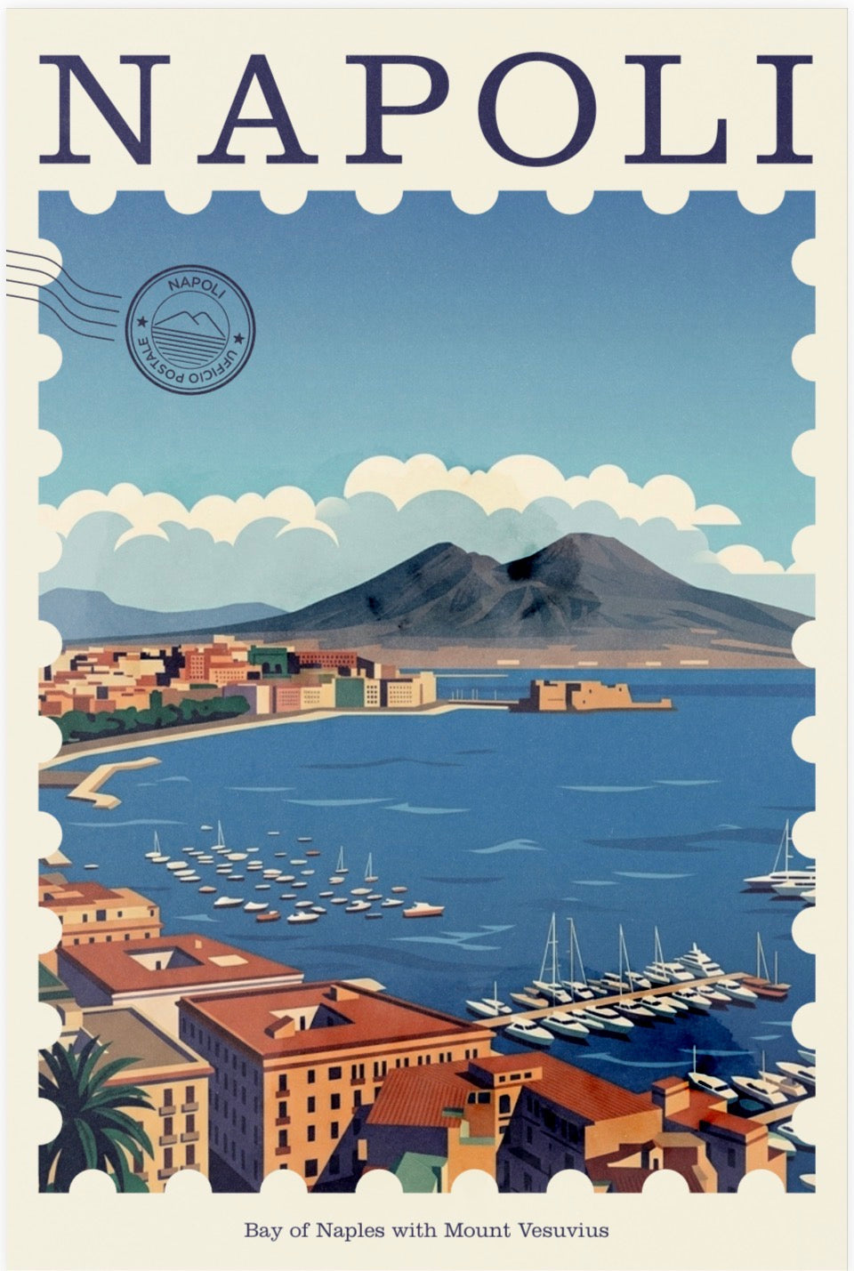 Son Of Naples Stampa vintage Napoli - Baia di Napoli con il Vesuvio VESUVIO 01 Son Of Naples 