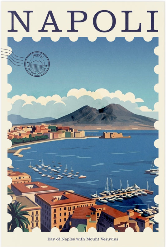Son Of Naples Stampa vintage Napoli - Baia di Napoli con il Vesuvio VESUVIO 01 Son Of Naples 
