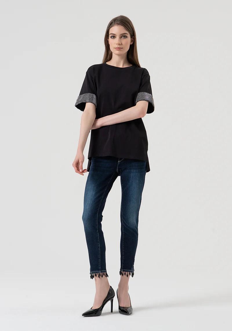 Fracomina T-shirt manica corta con strass FR25WT3057J400R9 053 Fracomina Preview 
