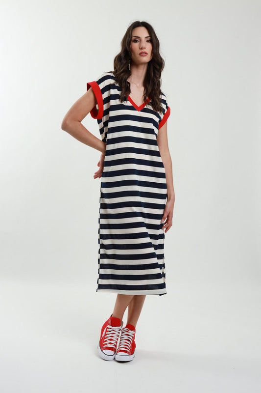 SusyMIx Abito scollo a V Rigato 53159 02 Susy Mix 