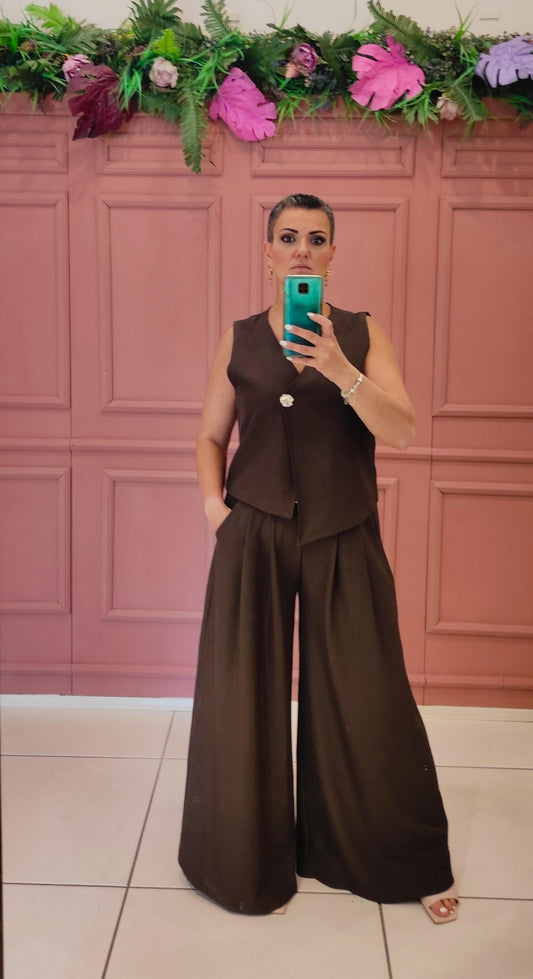 Chili Coordinato Gilet con pantalone a palazzo 2797 + 190115 02 Chili 