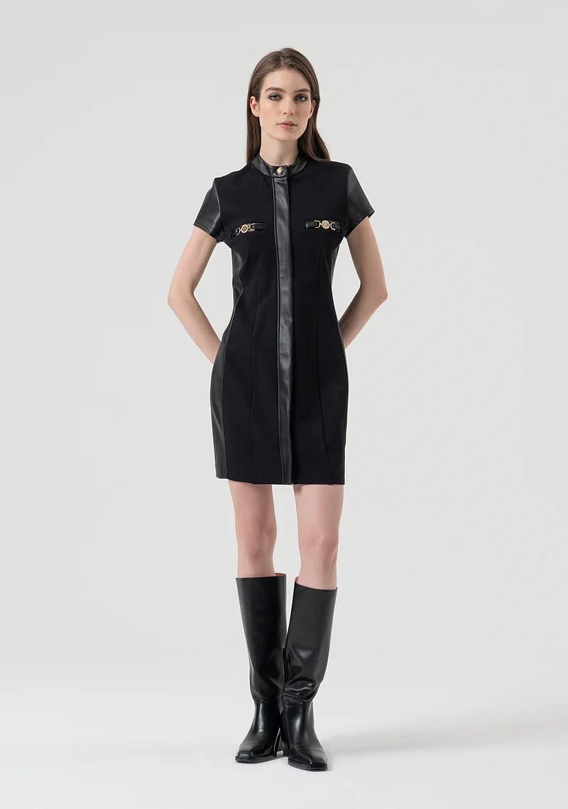 Fracomina Abito mini slim con inserti in ecopelle FR25WD1003W78001 053 Fracomina Preview 