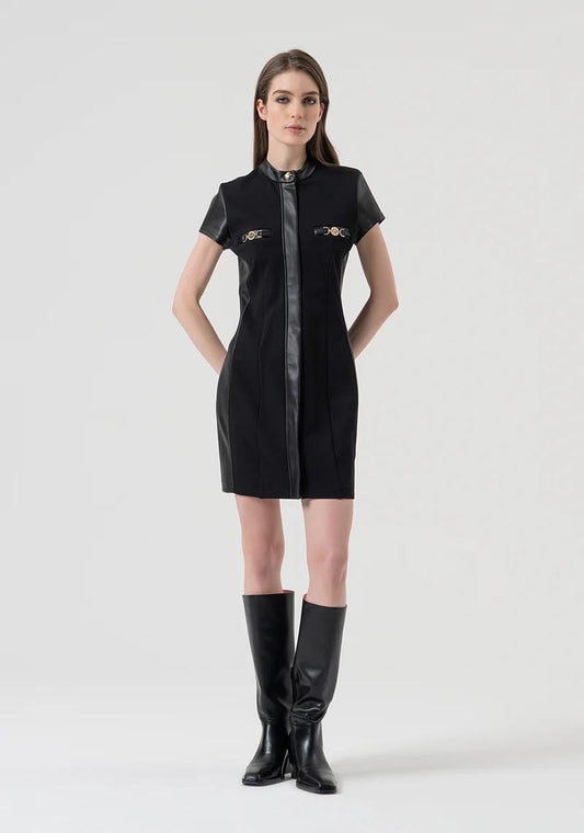 Fracomina Abito mini slim con inserti in ecopelle FR25WD1003W78001 053 Fracomina Preview 