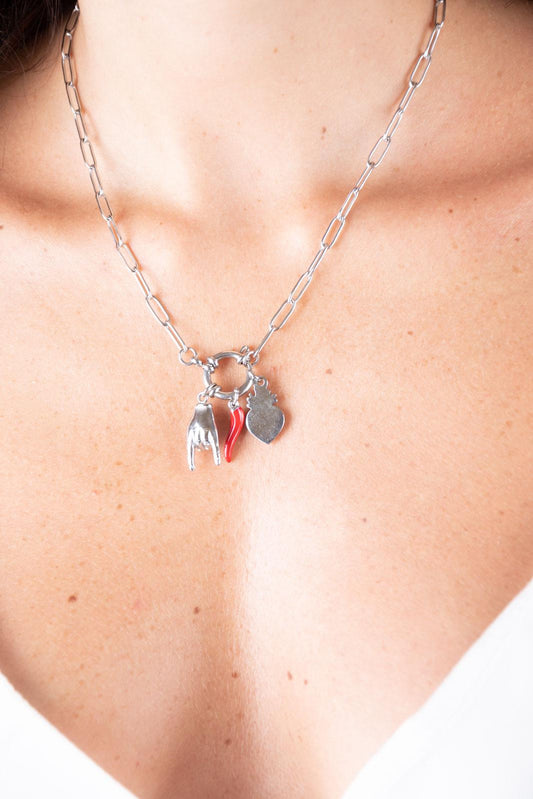 Chili collana porta fortuna Acciaio COLLANA CORNE CUORE 02 Chili 