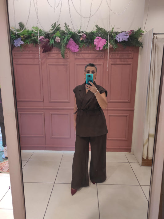 Chili Coordinato Gilet Lungo con pantalone palazzo MS88639+17121 01 Chili 