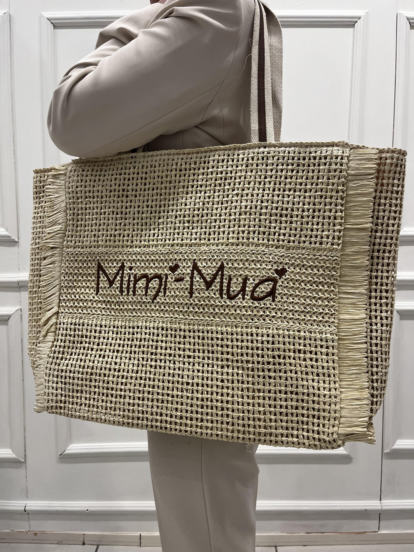 MIMì MUà BORSA IN PAGLIA CON LOGO RICAMATO M8-X201476 310 MIMI MUA 