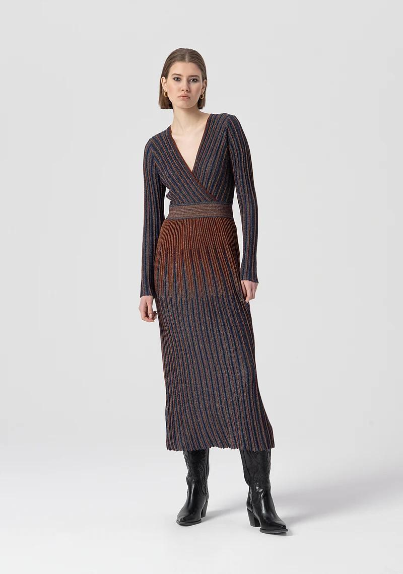 FRACOMINA ABITO MIDI IN LANA E LUREX BICOLORE FS25WD5006K558Q7 M23 Fracomina Main 