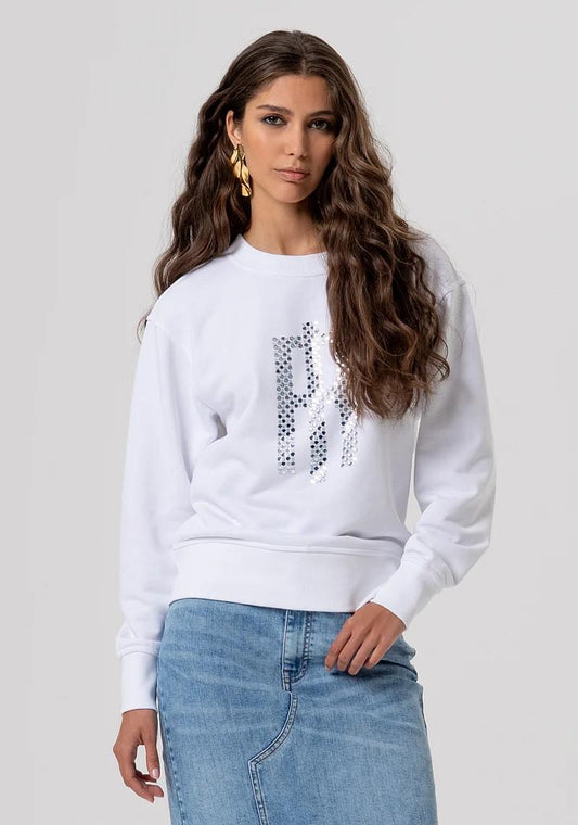 FRACOMINA FELPA BASIC CON LOGO CON STRASS FP26ST9007F40901 278 Fracomina Jeans 