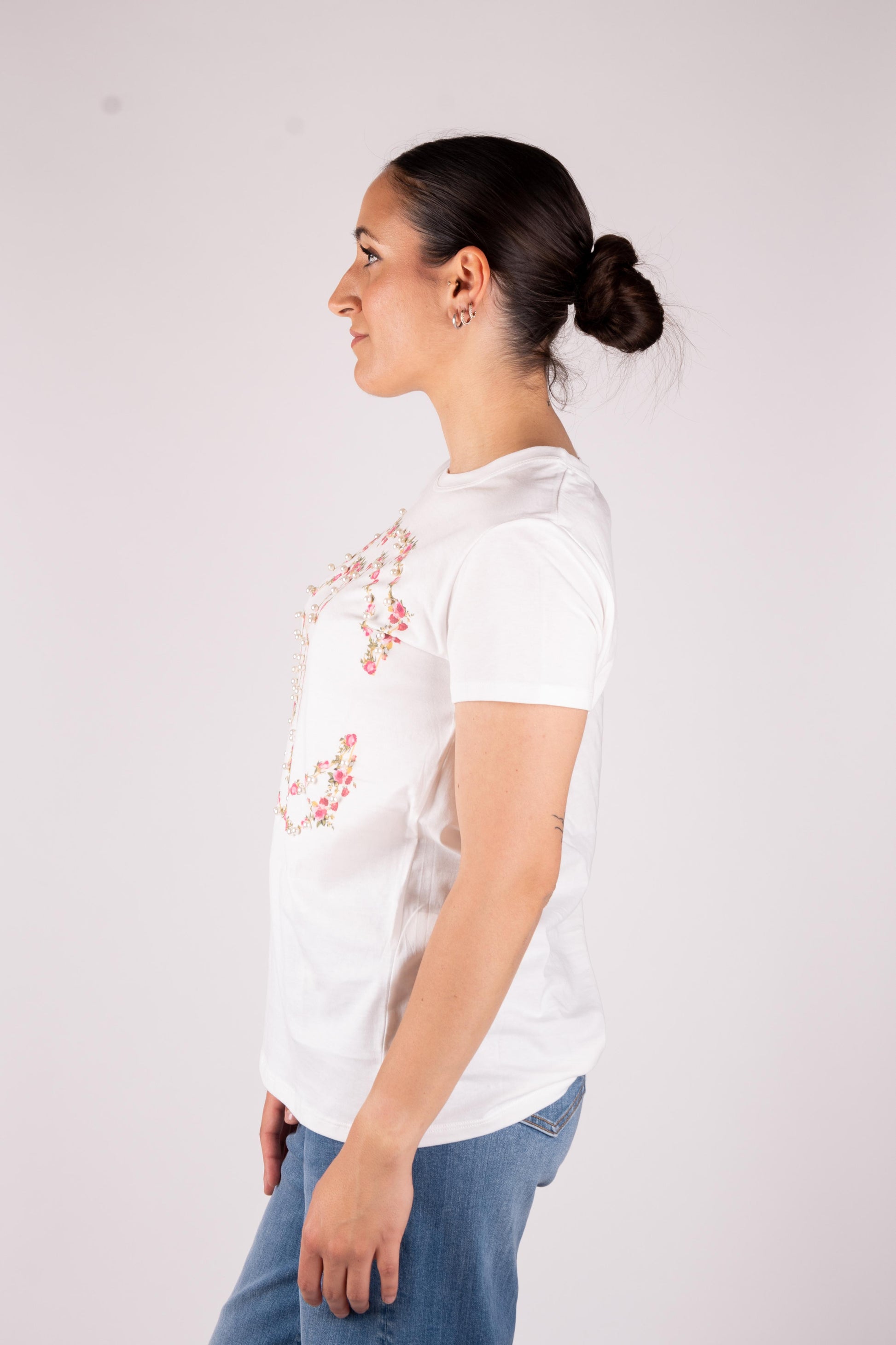 Vicolo T-Shirt Fiori e perline RD0999 02 Vicolo 