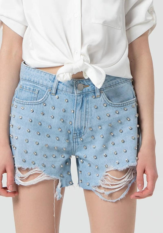 Fracomina Short in denim con borchie e strass FR25SV6013D419R9 428 Fracomina Preview 