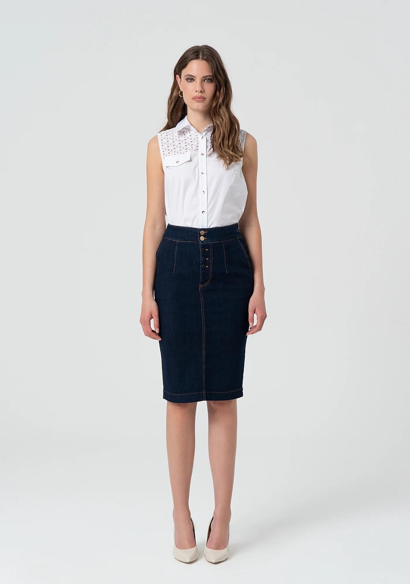 Fracomina Gonna tubino in denim FR25SG5004D46093 L23 Fracomina Preview 
