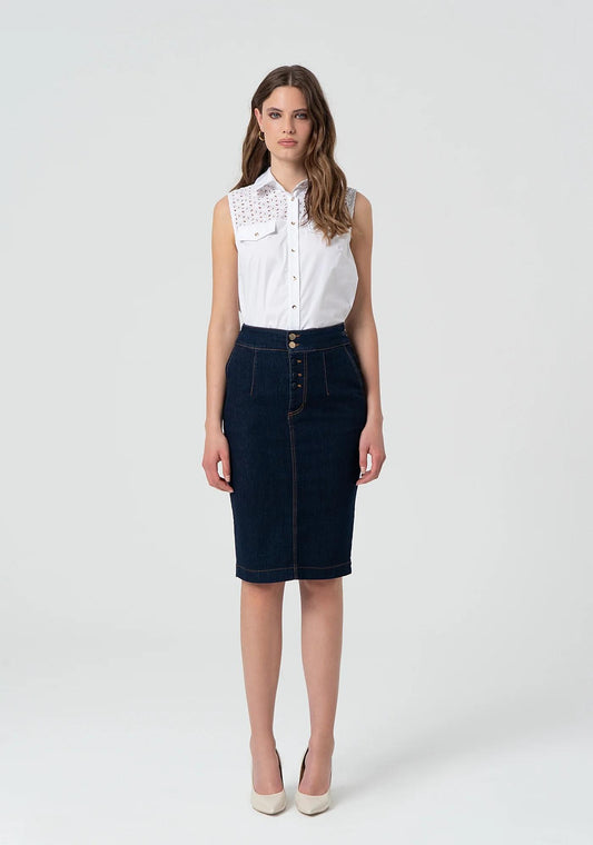 Fracomina Gonna tubino in denim FR25SG5004D46093 L23 Fracomina Preview 