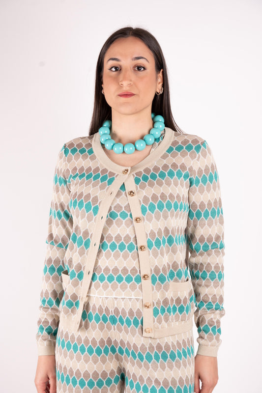 Fracomina Cardigan lurex Jacquard geometrico FS25ST8006K414F8 210 Fracomina Main 