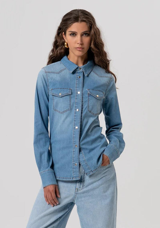 FRACOMINA CAMICIA BASIC  IN DENIM LAVAGGIO BLEACHED FP26ST6030D47202 258 Fracomina Jeans 