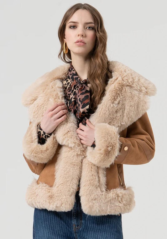 Fracomina giubbotto biker eco montone FR25WC4008O44601 H59 Fracomina Preview 