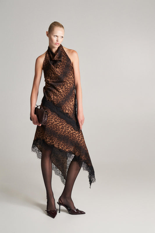 Lumina Gonna asimmetrica animalier pizzo in contrasto LD3659 01 LUMINA 