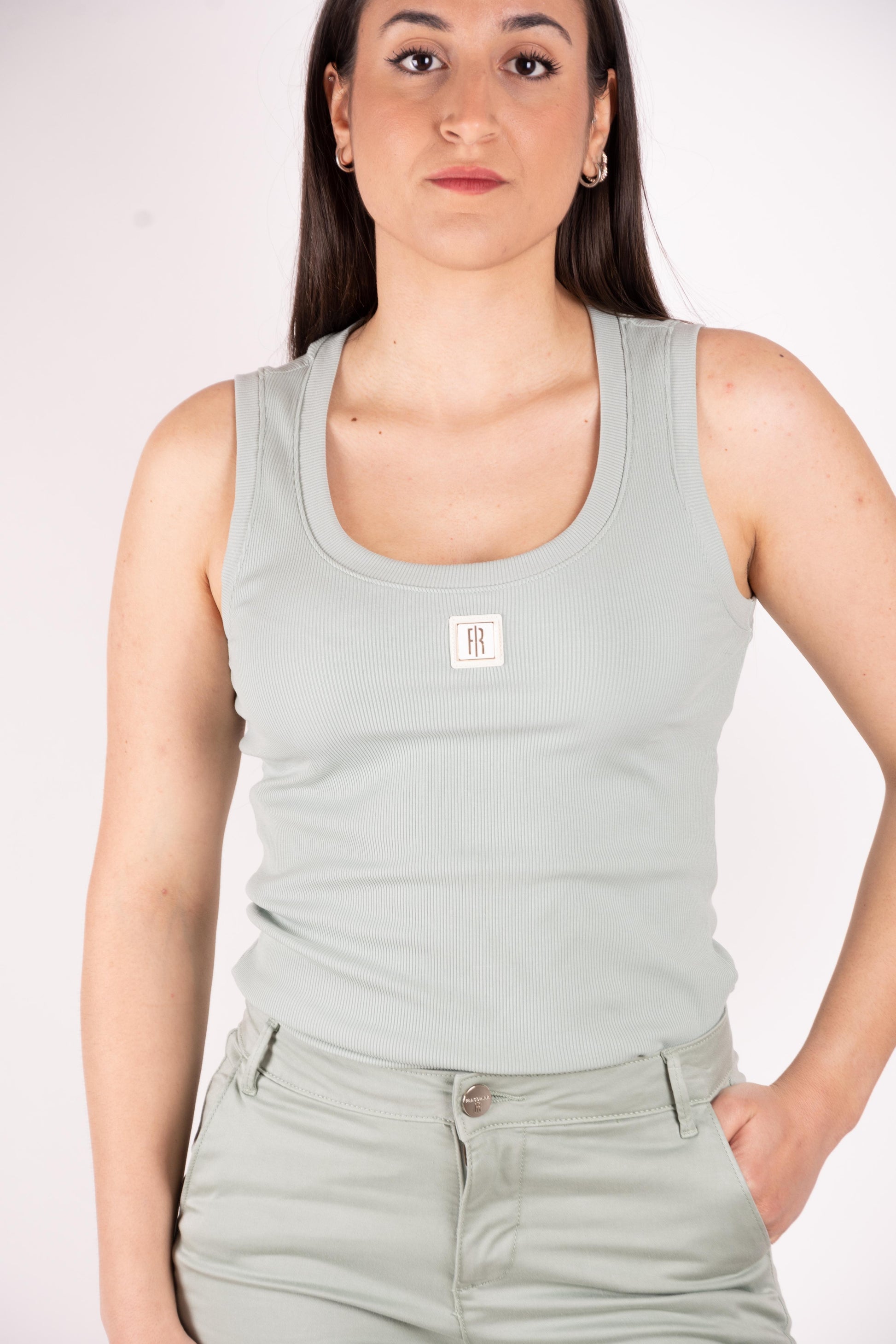 Fracomina Top basic costine con logo FP25ST2001J40101 247 Fracomina Jeans 