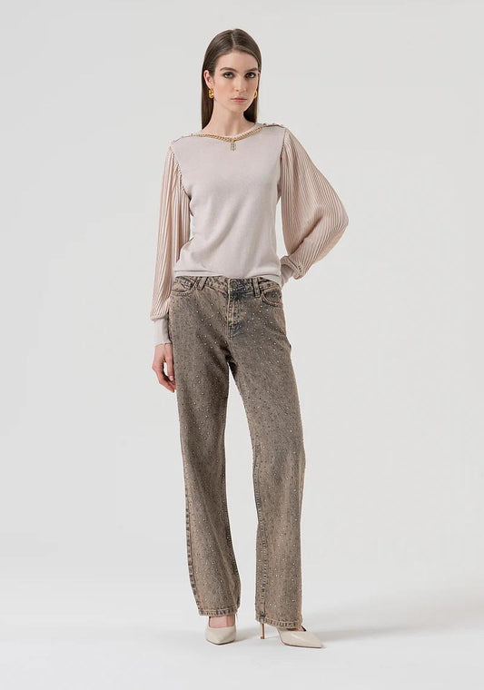 Fracomina Jeans lavaggio vintage con strass FR25WV2014D419R9 357 Fracomina Preview 