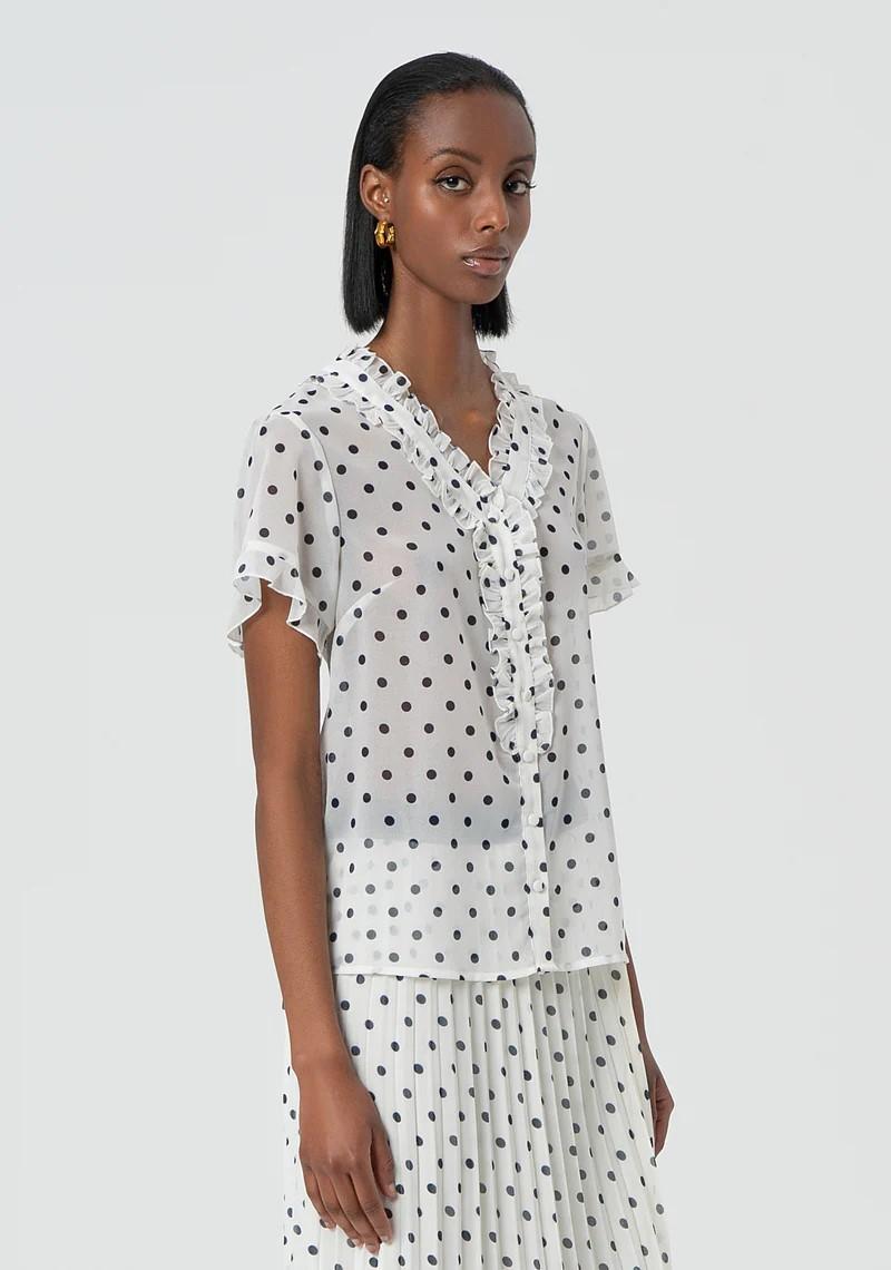 Fracomina Blusa georgette pois FR25ST6016W412D2 A52 Fracomina Preview 