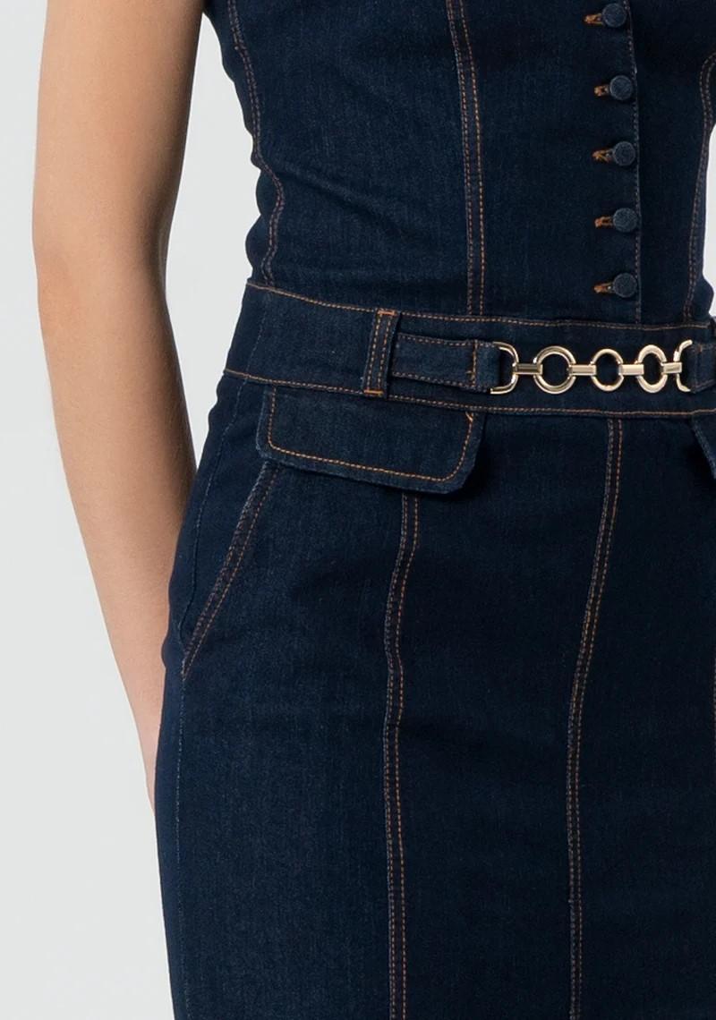 Fracomina Abito scollo Bandeau in denim FR25SD4010D46093 L23 Fracomina Preview 