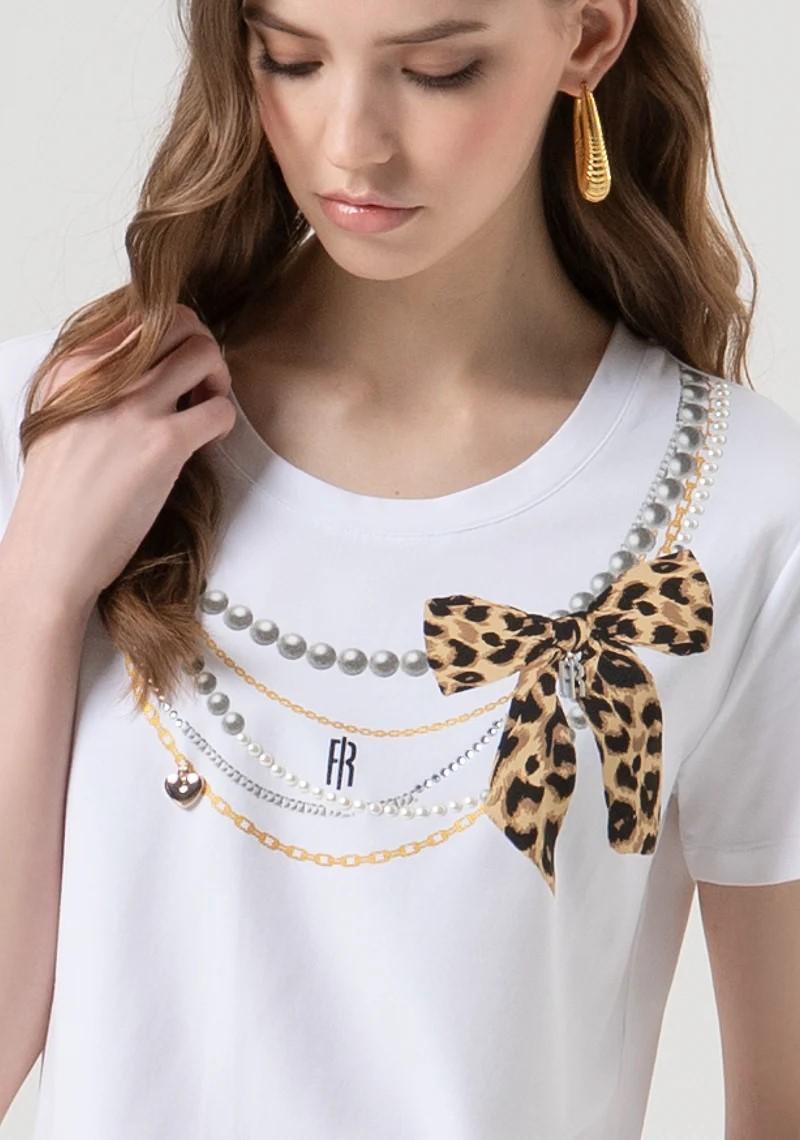 Fracomina T-Shirt stampa grafica con strass e perle FR25WT3004J40108 278 Fracomina Preview 