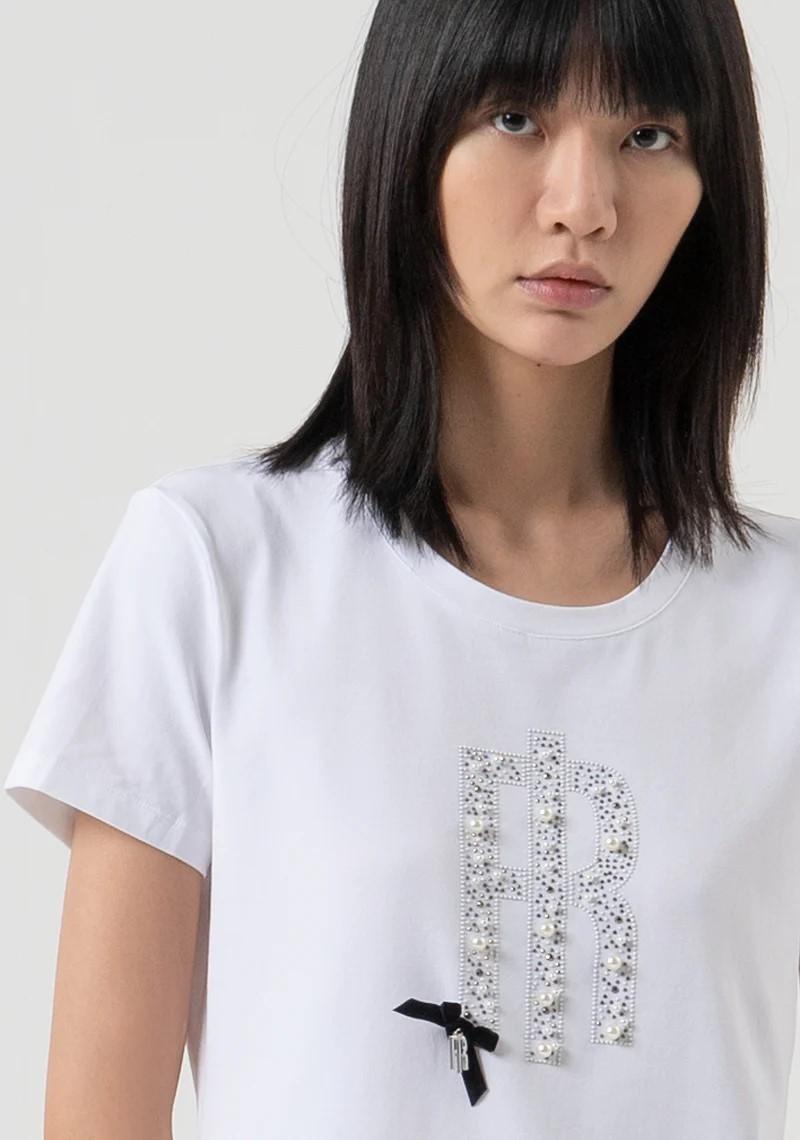 Fracomina T-Shirt logo con strass e fiocco FP25WT3004J401N5 278 Fracomina Jeans 