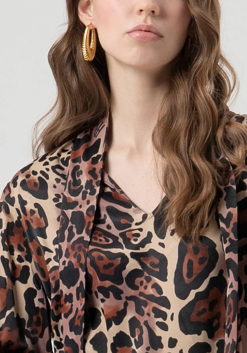 Fracomina blusa stampa animalier con fusciacca FR25WT1023W811L7 M17 Fracomina Preview 