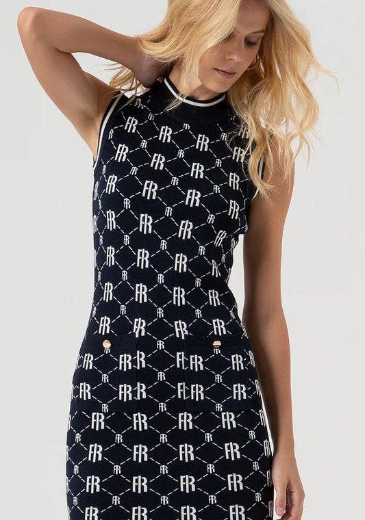 Fracomina Abito mini slim logo jacquard FR25WD5012K414F8 968 Fracomina Preview 
