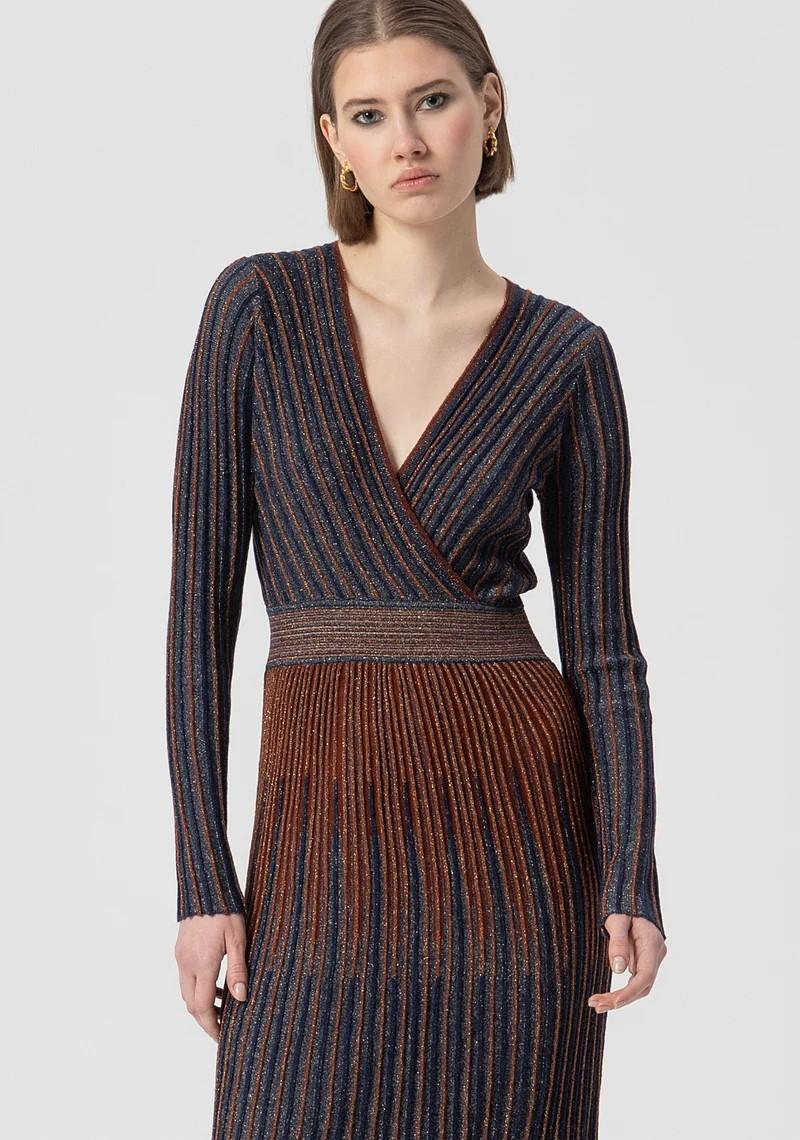 FRACOMINA ABITO MIDI IN LANA E LUREX BICOLORE FS25WD5006K558Q7 M23 Fracomina Main 