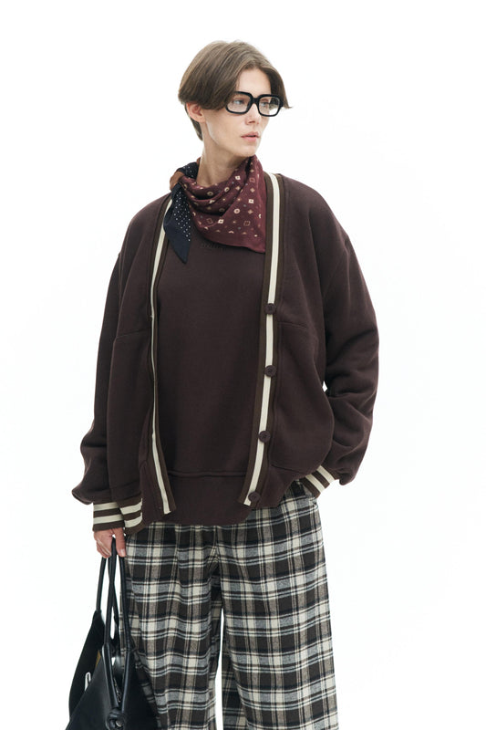 Lumina Cardigan oversize bordo in contrasto LD3574 01 LUMINA 